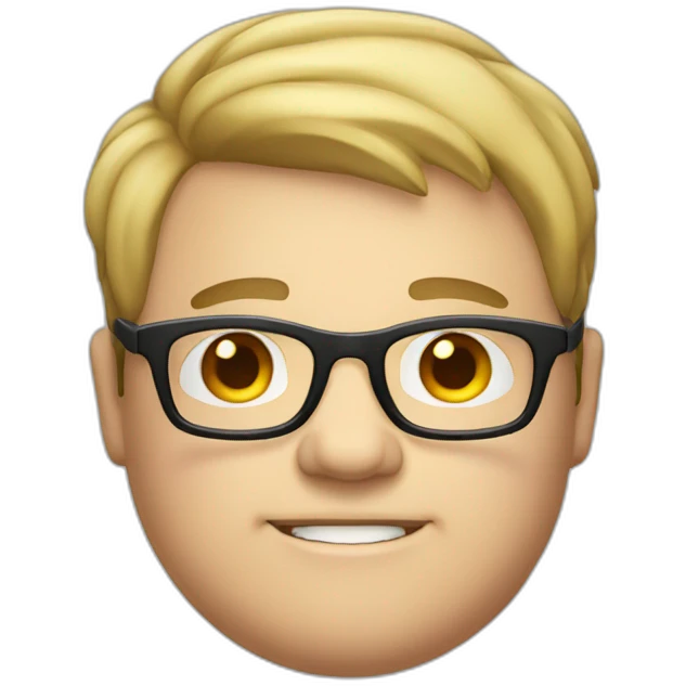 A White chubby guy with glasses and square chin emoji