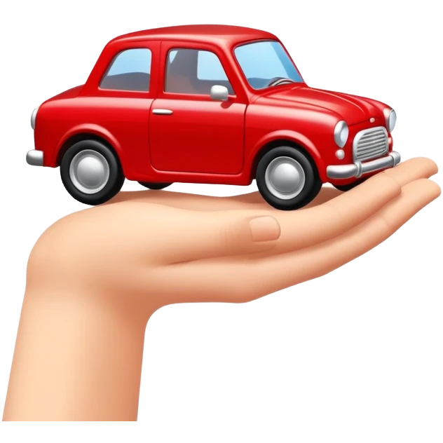 A small car is placed on the hand. emoji