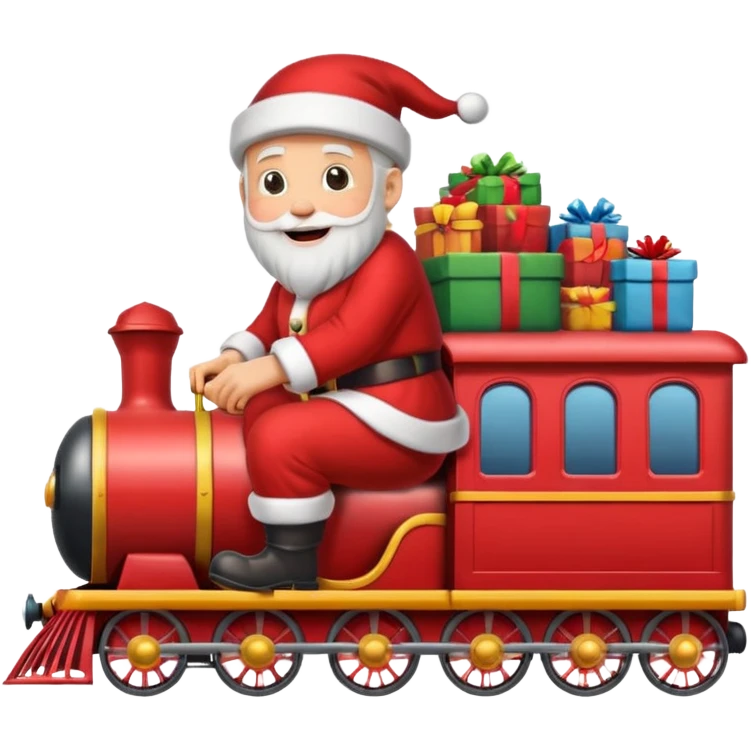 treno com varios vagoes de natal com papai noel  emoji