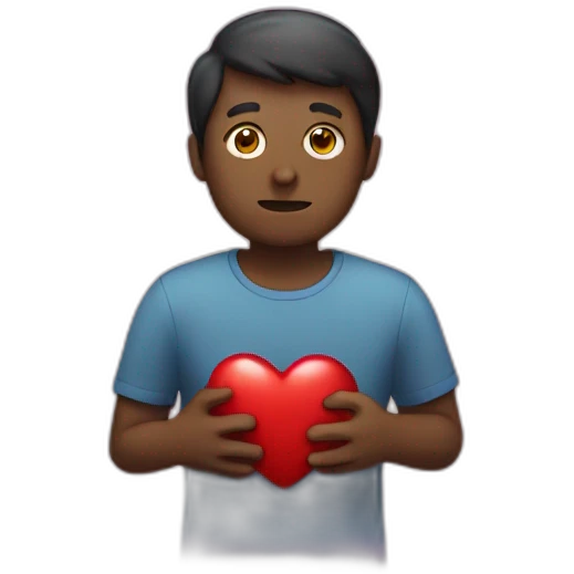 Fear colour man holding heart  emoji