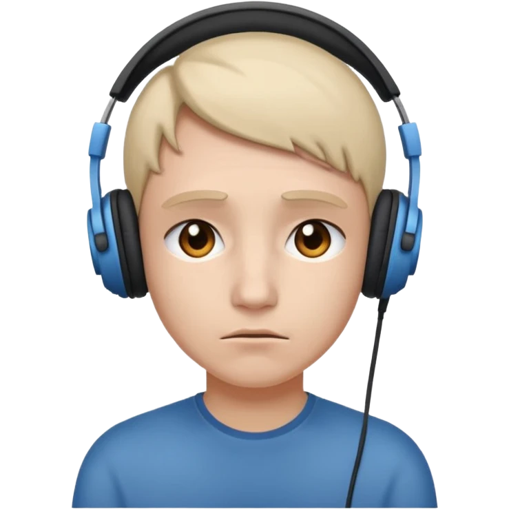 Sad with headphones on emoji