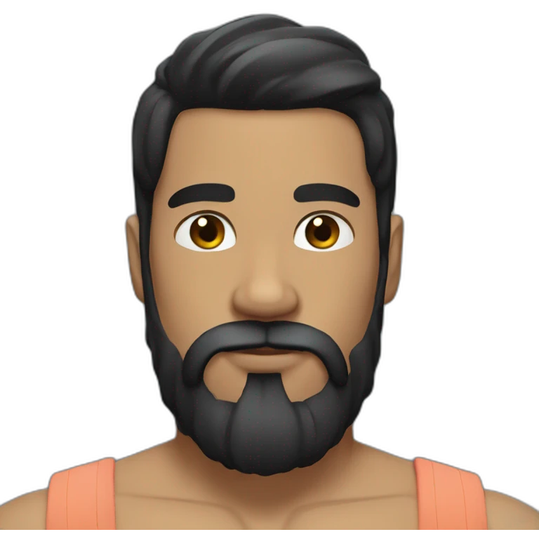 Swimming guy black hair and beard muscles emoji