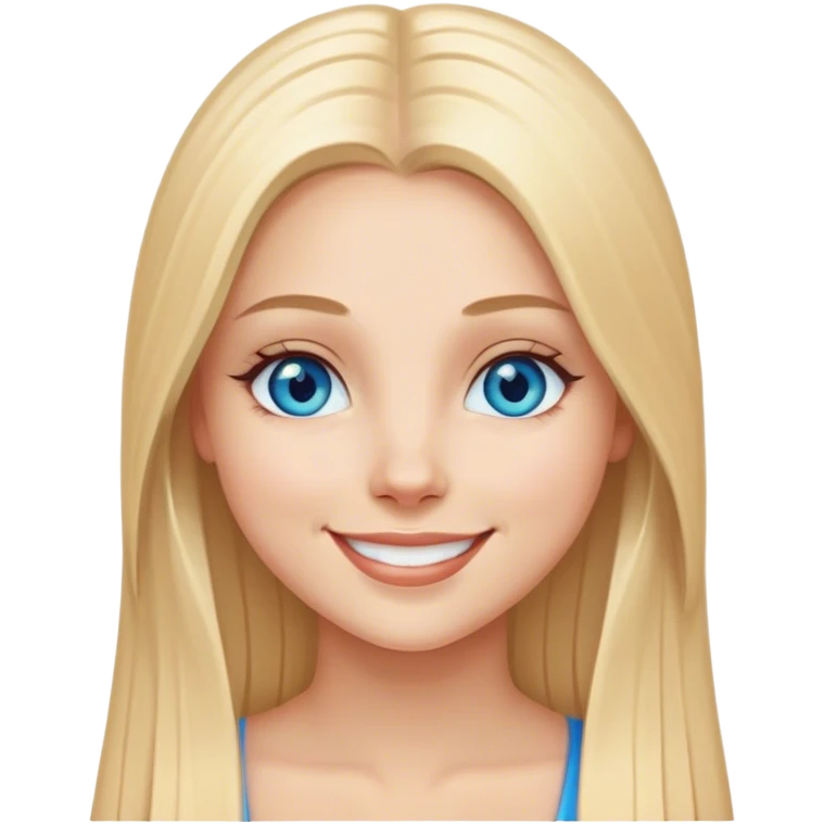 beautiful white girl with long straight blonde hair blue eyes smiling evil emoji