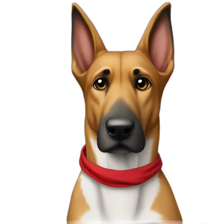 Coonhound/German Shepherd dog wearing small plain red bandana walking left semi realistic with floppy ears emoji