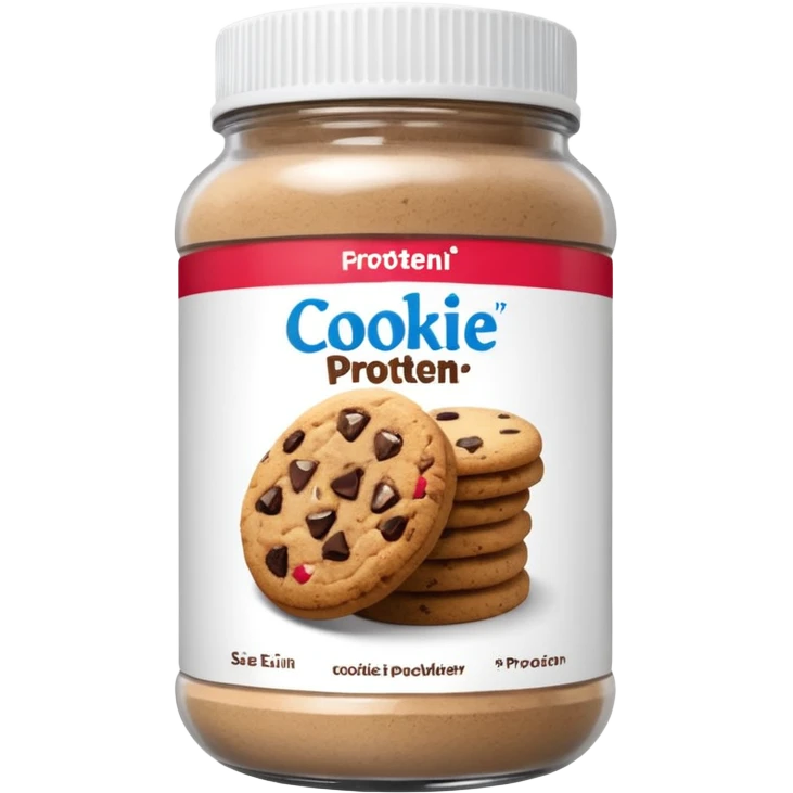cookie protein powder jar labeled cookie picture icon emoji
