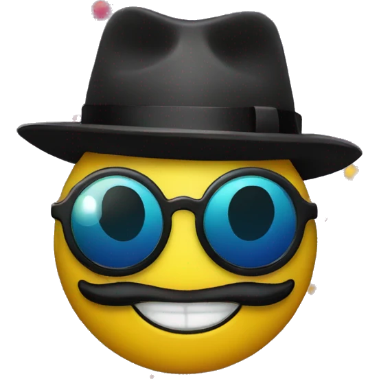 Bouncer with Black Glasses Black Moons with Happy Birthday Hat Colorful Party Lights emoji