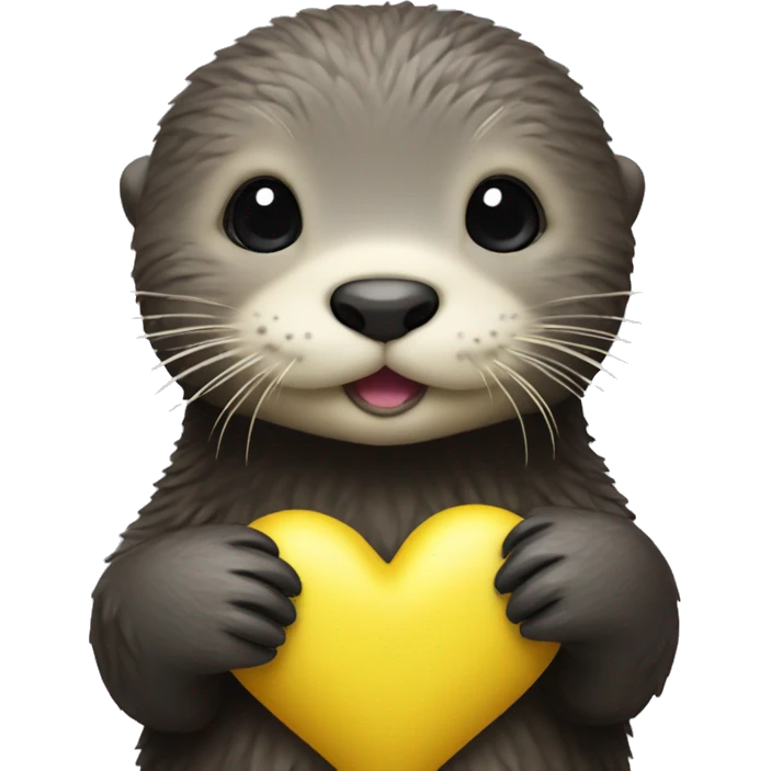 Baby sea otter with yellow heart in its paws emoji