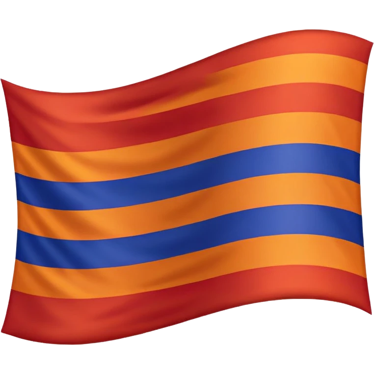 Armenia flag emoji, waving, dynamic motion, red, blue, and orange stripes emoji