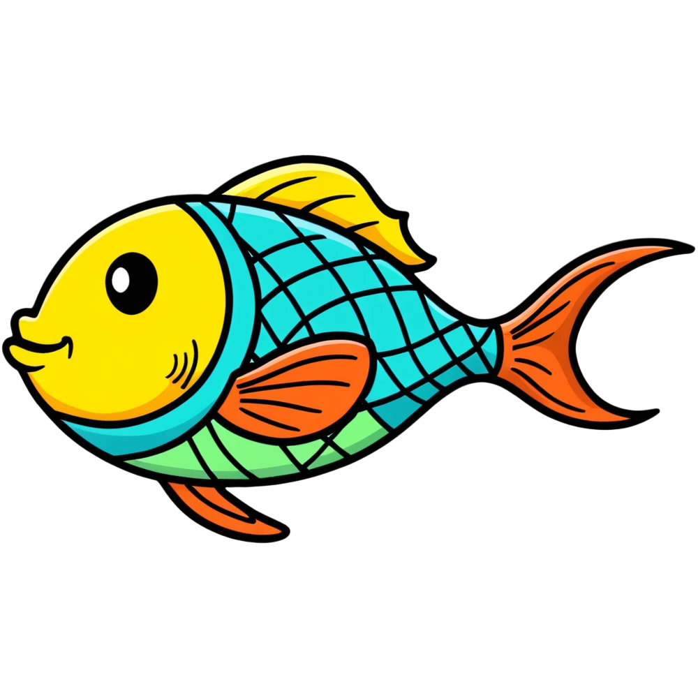 A fish decorated like an Easter egg with colorful patterns emoji