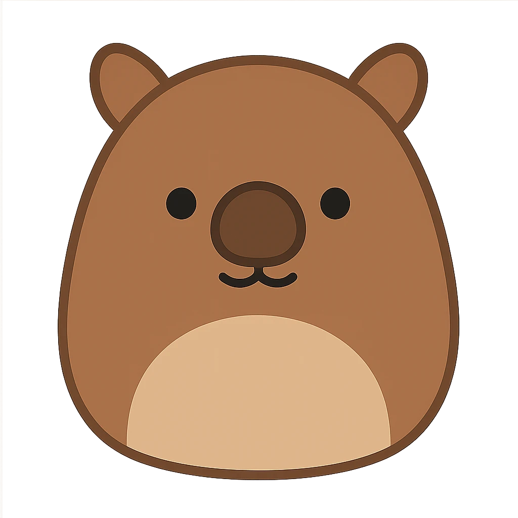 flat color vector wombat squishmallow plushie icon emoji