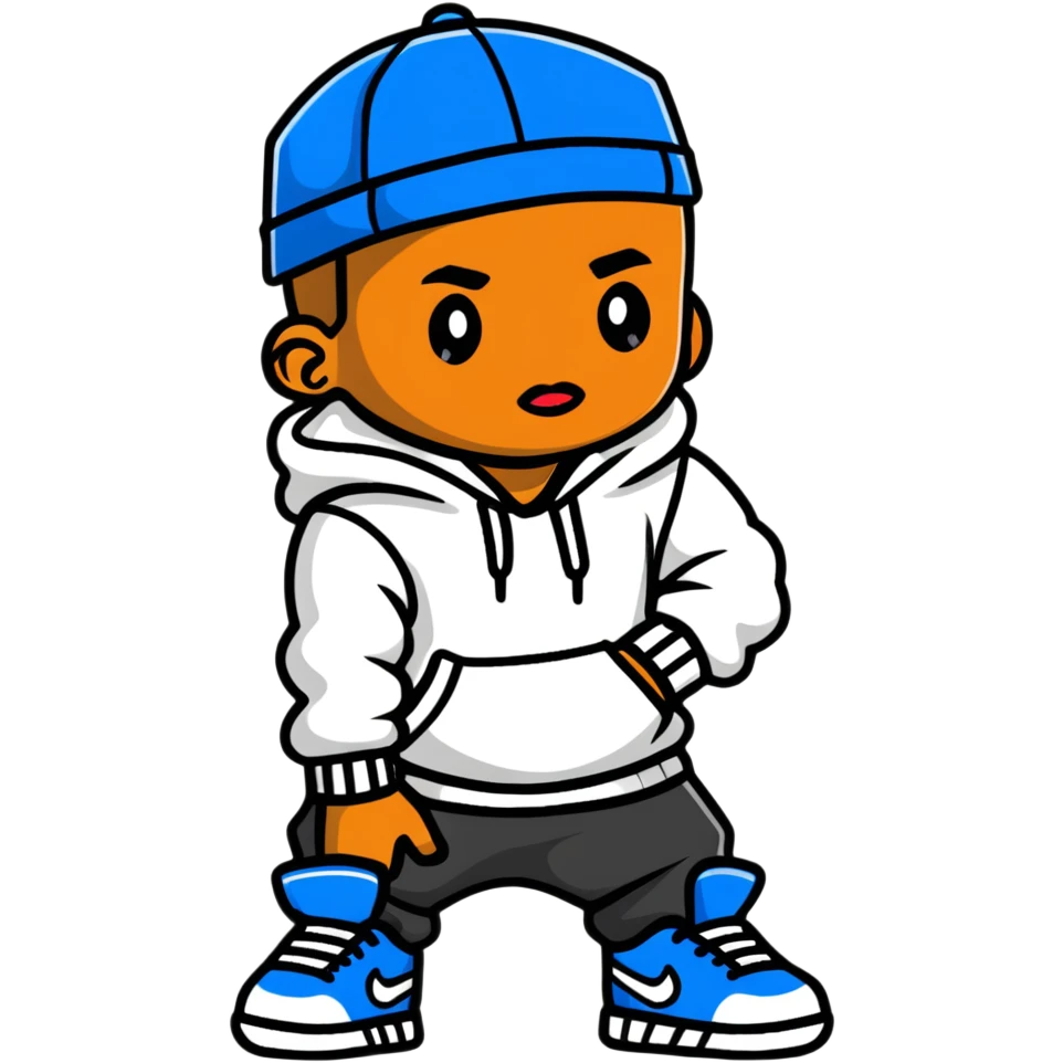 hip-hop rapper with bling, baggy clothes, and stylish sneakers emoji