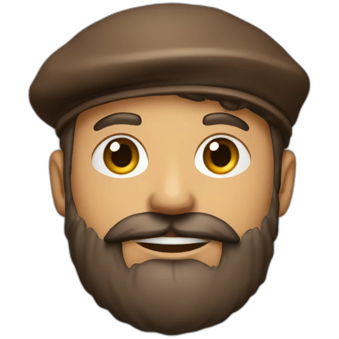 Homme brun a barbe avec un beret emoji