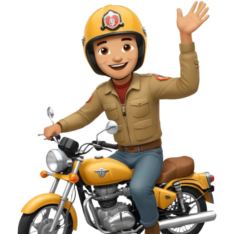 A man on a Royal Enfield bike laughing emoji