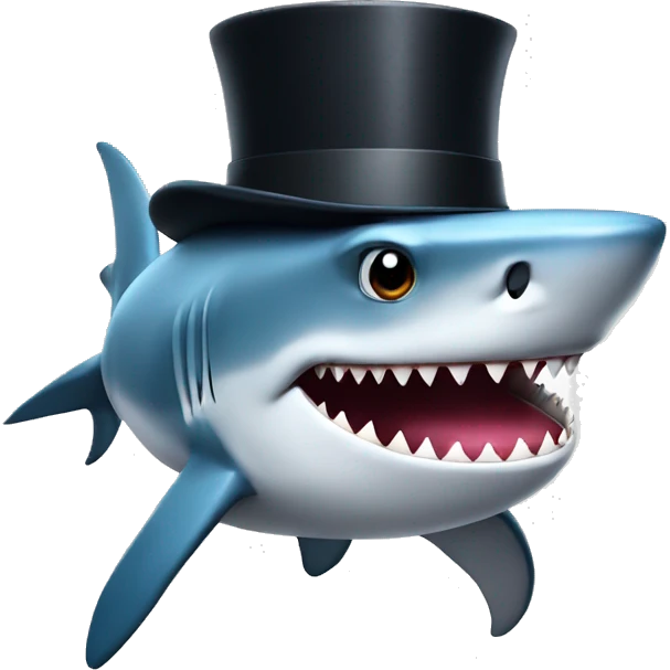 Shark with a top hat emoji