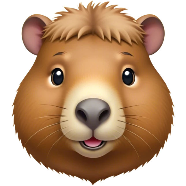 Cinematic Cute Capybara Portrait Emoji, Head tilted playfully and inquisitively, with a delightfully fluffy, rounded form accented by soft, inviting fur and round, sparkling eyes full of charm, Simplified yet irresistibly adorable features, highly detailed, glowing with a warm, friendly glow, high shine, affectionate and lively, stylized with a touch of whimsical cuteness, soft glowing outline, capturing the essence of a mischievous yet loving capybara that feels like it could tumble out of the screen into your arms! emoji