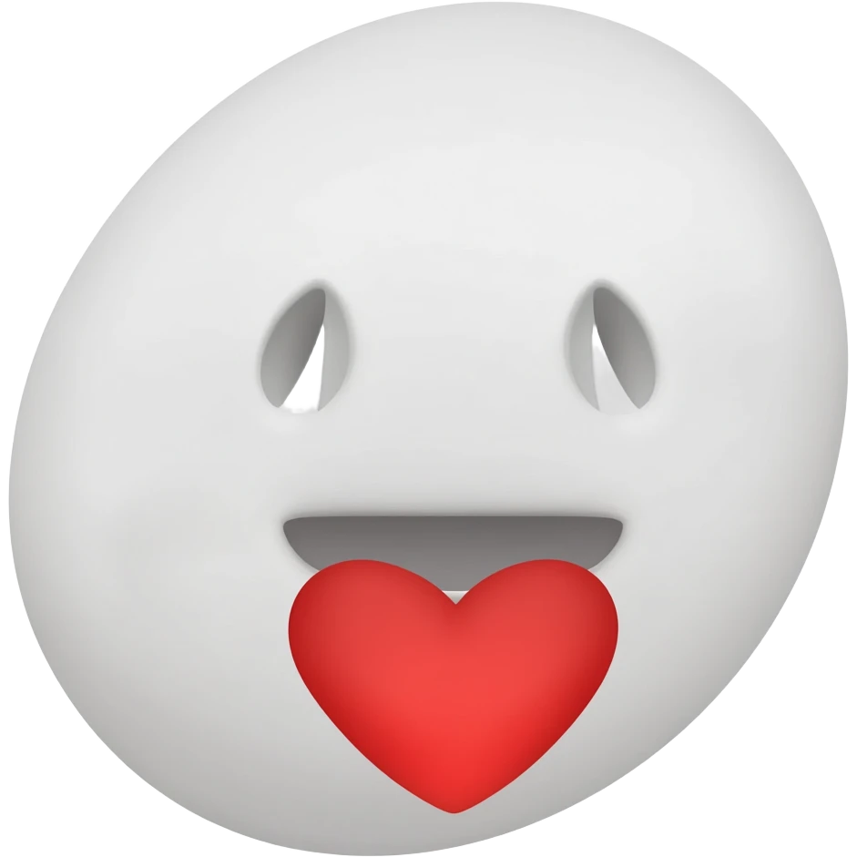 A white Delphine  with a heart in it mouth emoji