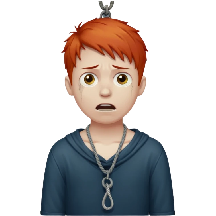 red headed boy hanging by his neck from a noose emoji