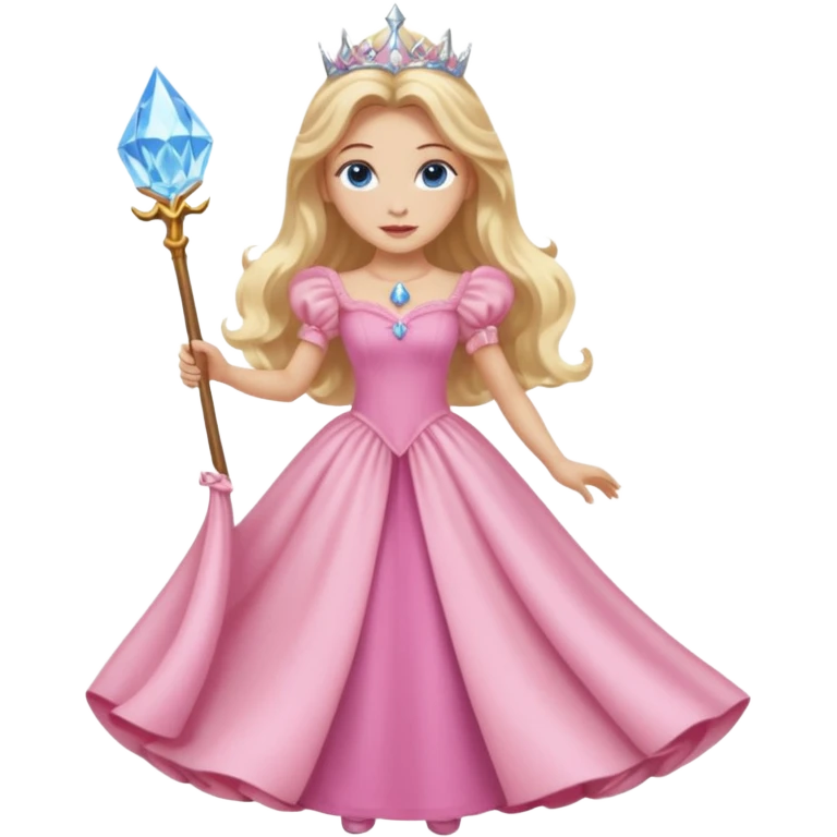 Glinda the Good Witch from the Wizard of Oz with light skin, blue eyes, blonde long hair, pink outfit emoji