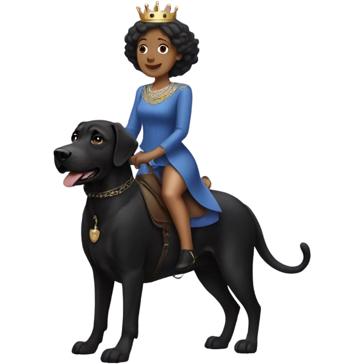 Queen riding a black lab emoji