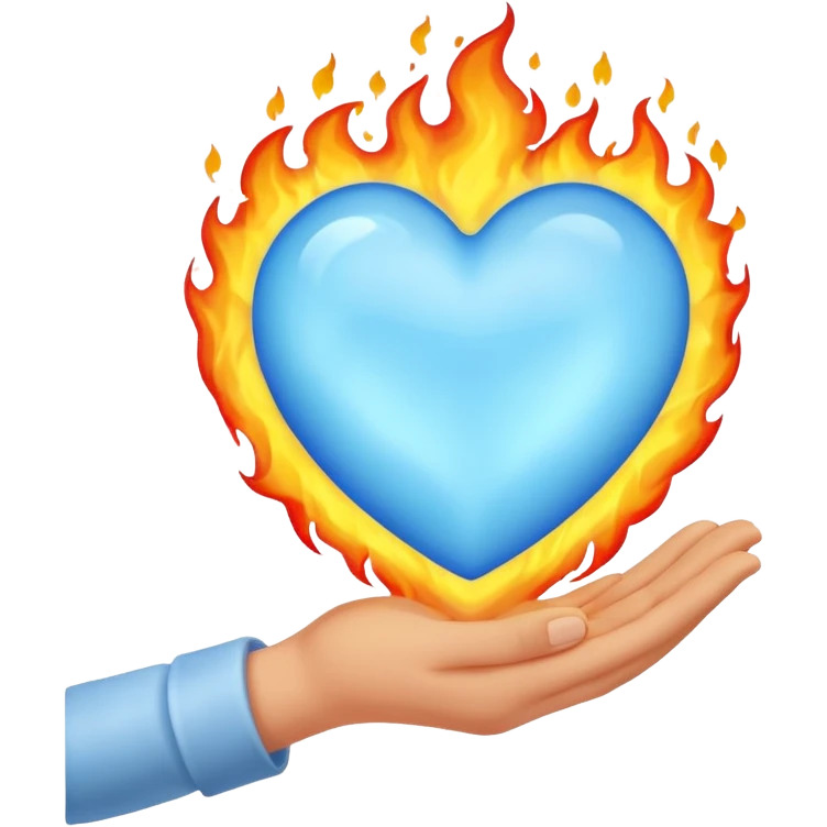 Light Blue heart with fire hand emoji