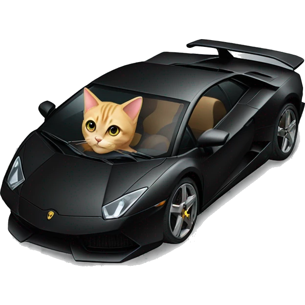 cat drive a black lamborghini emoji