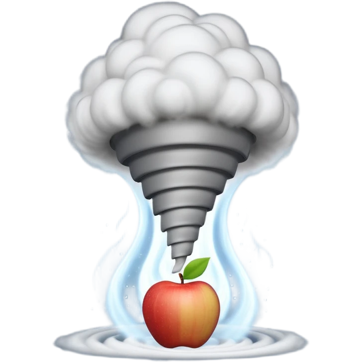 3D render of Tornado, miniature weather phenomenon, volumetric particle effects, swirling dusty grey funnel cloud, elemental energy, Apple emoji style, isolated on white background --v 6.0. emoji