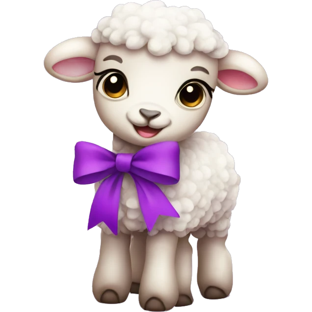 Pink Baby lamb with a purple bow  emoji