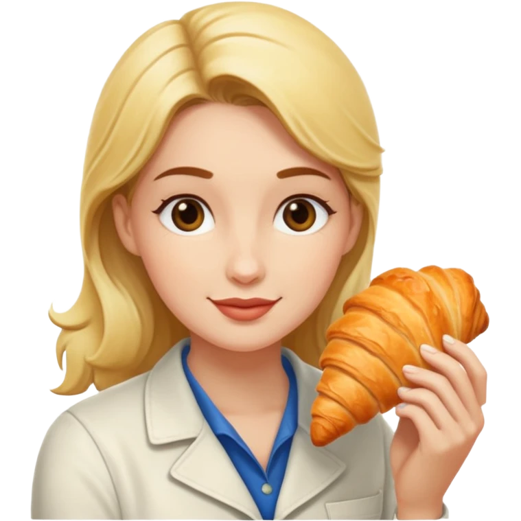 Белокожий бариста ест круассан emoji