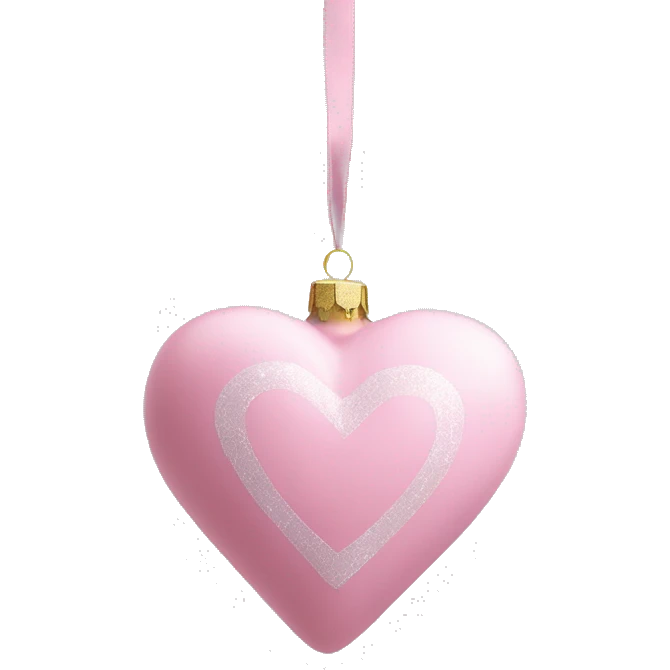 pastel pink heart shaped christmas ornament  emoji