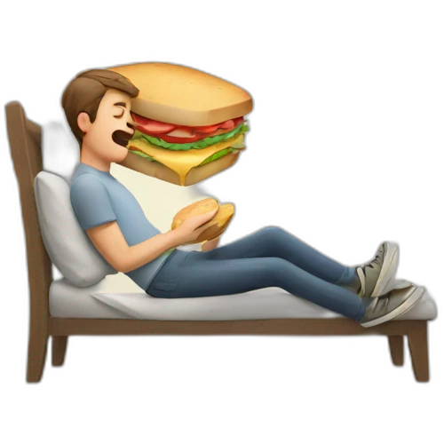 Guy dreaming about a sandwich  emoji