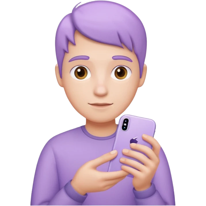 pastel purple iPhone held in hand, close up, iOS Apple emoji style emoji