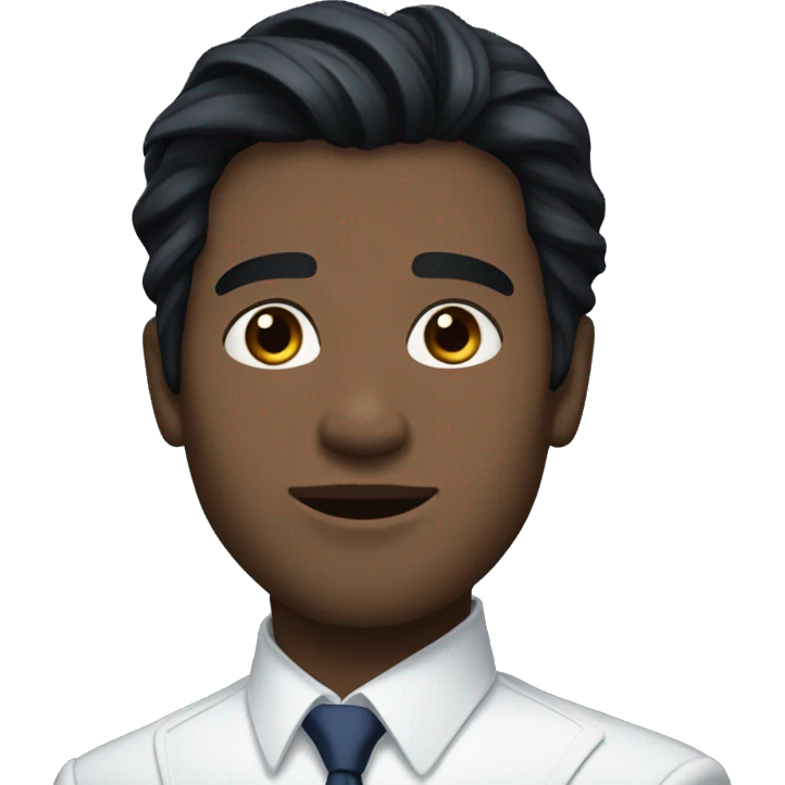 Handsome male, black hair, wearing dark blue suits, white skin, pampadour cut on the side emoji
