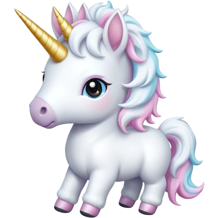 baby white unicorn, chibi full body emoji