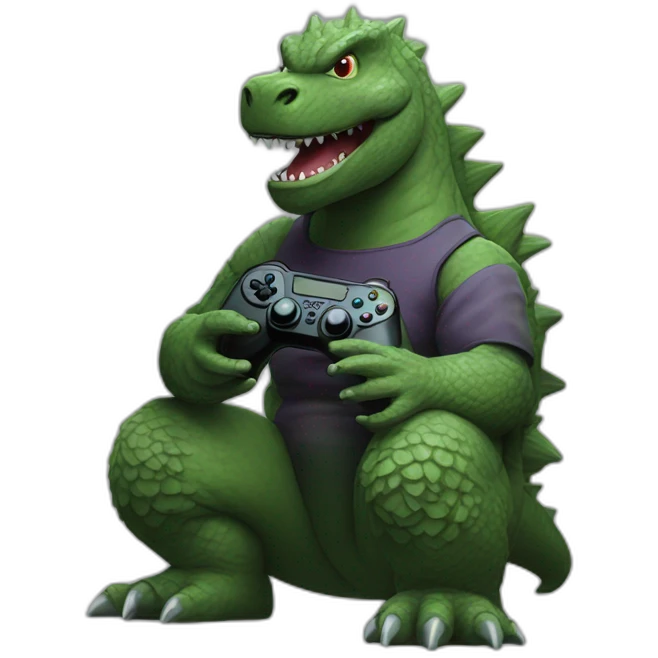 Godzilla playing videogames emoji