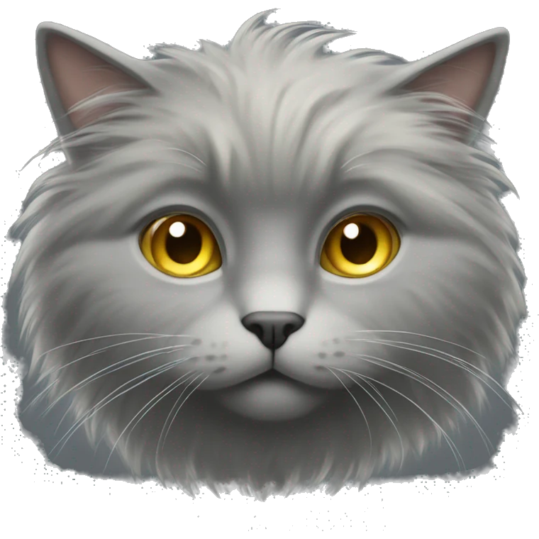 Fluffy grey cat with gold eyes emoji