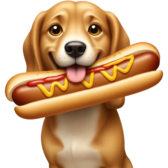 Dog eating hot dog emoji