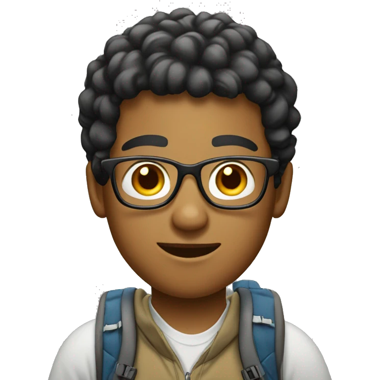 light skinned student with backpackand eyeglasses emoji