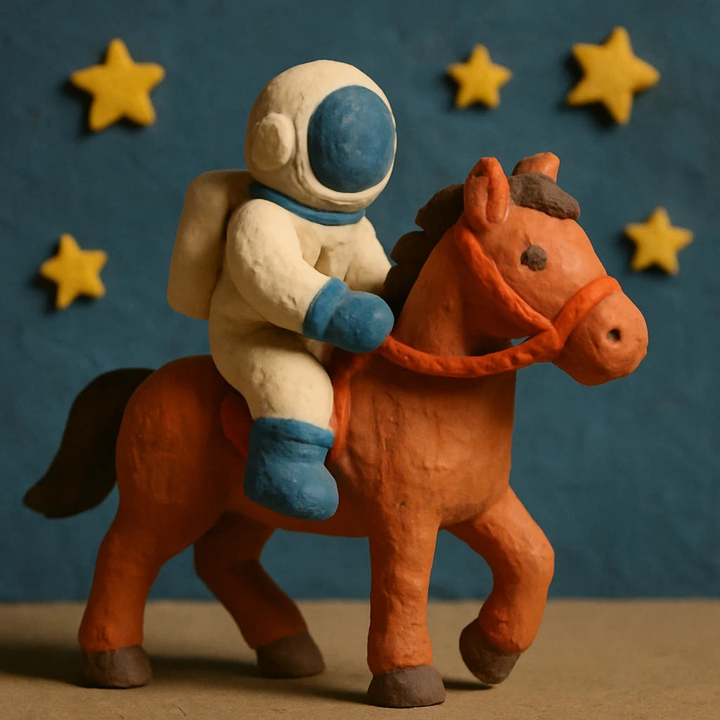 astronaut on horseback with stars in background emoji