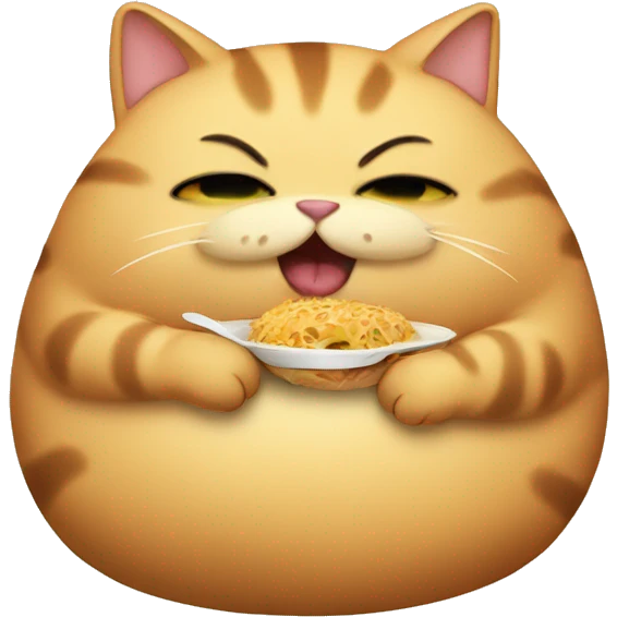 Fat cat eating  emoji