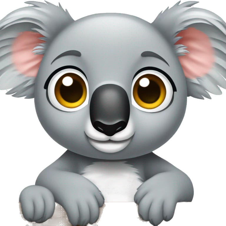 Un koala super tierno con los ojos tiernos, con su bebé koala y cargando etc emoji