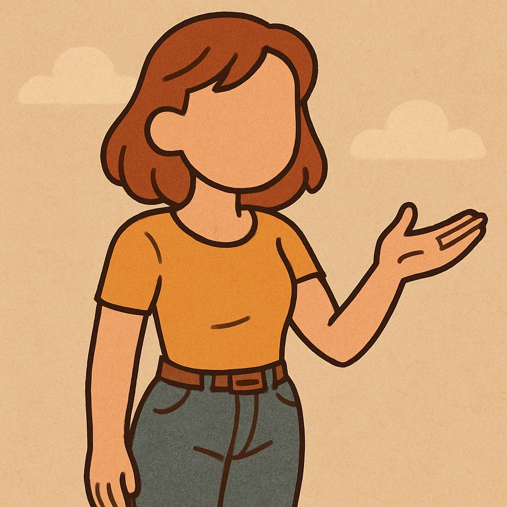 Make the young woman a redhead, keep her gentle posture and faceless, warm color palette with soft and comforting tones. emoji