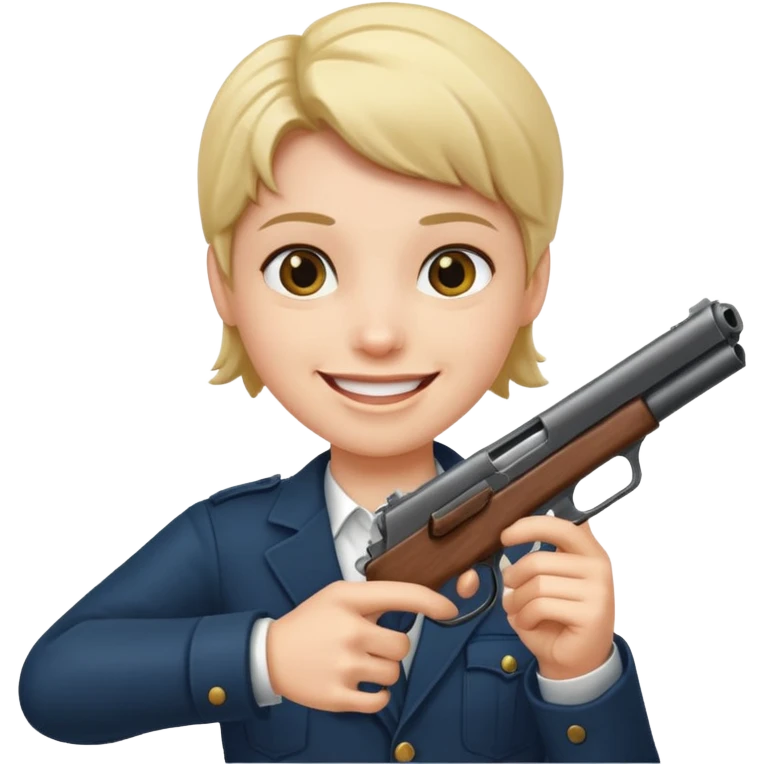 Make someone smiling and pointing a gun at you emoji