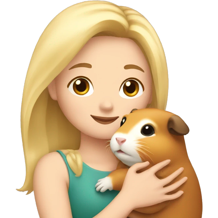 Blonde Woman hugging a guineapig emoji