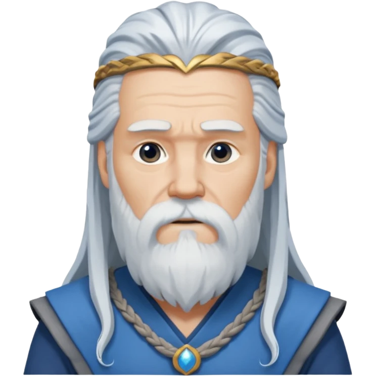 Odin, Wisdom God from Norse Mythology with long white hair, blue and grey outfit emoji