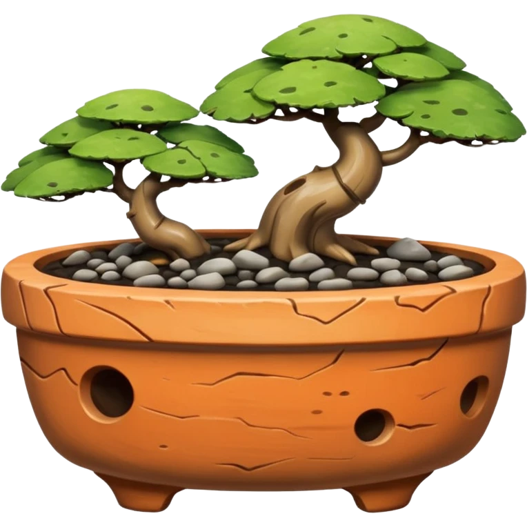 Shallow dark Flintstones bonsai pot only  emoji
