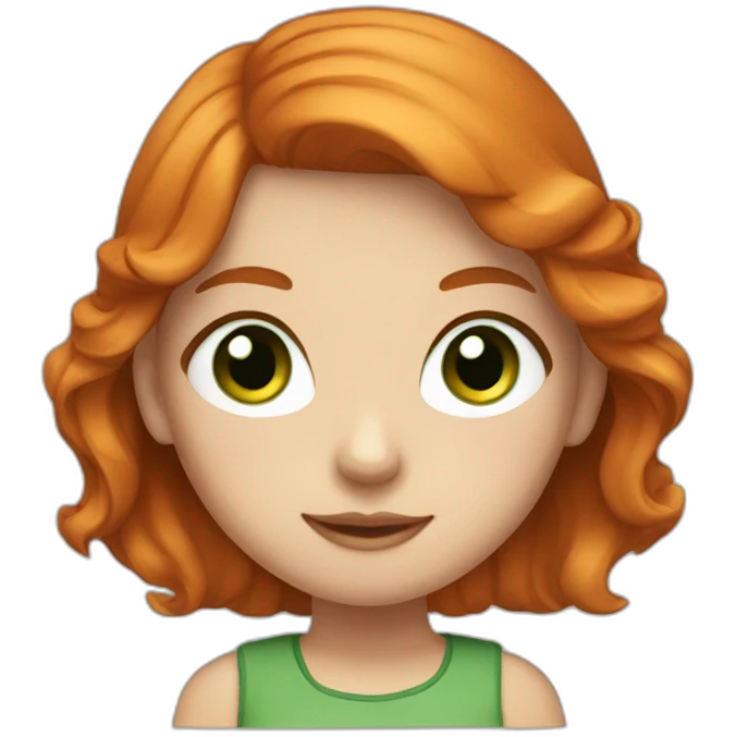 Cute girl with ginger hair and green eyes in a skirt emoji