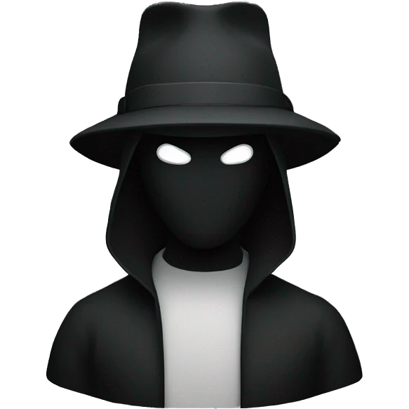 Black hat hacker with code background emoji