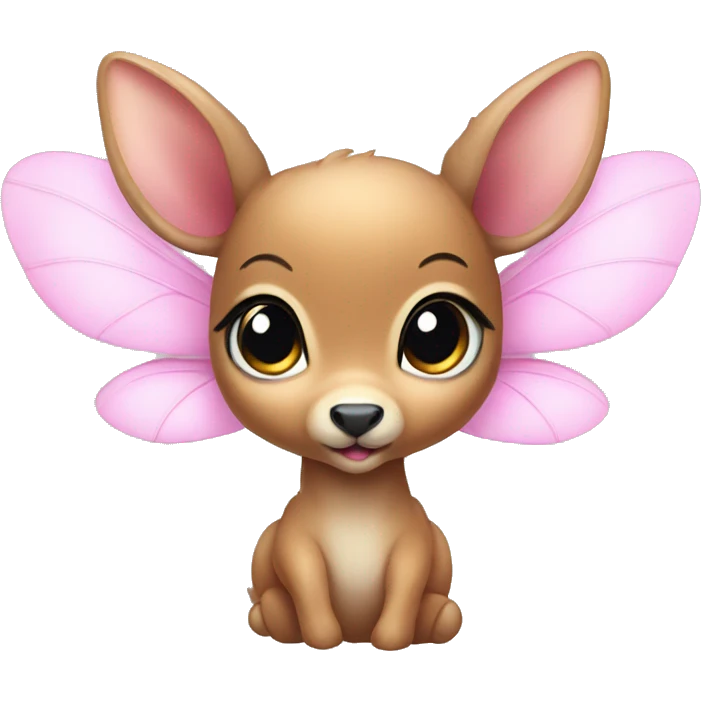 baby deer with fairy wings and a pink bow around its neck  emoji