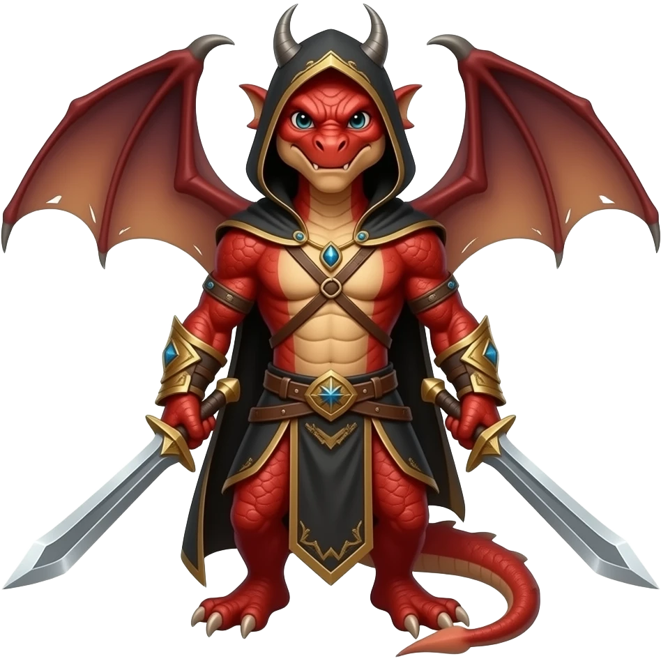 Red dragon sorcerer with daggers emoji