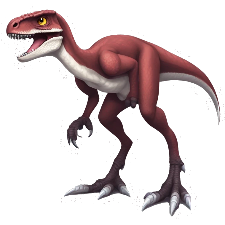 Maroon edgy badass modern handsome velociraptor-Digimon, full body emoji